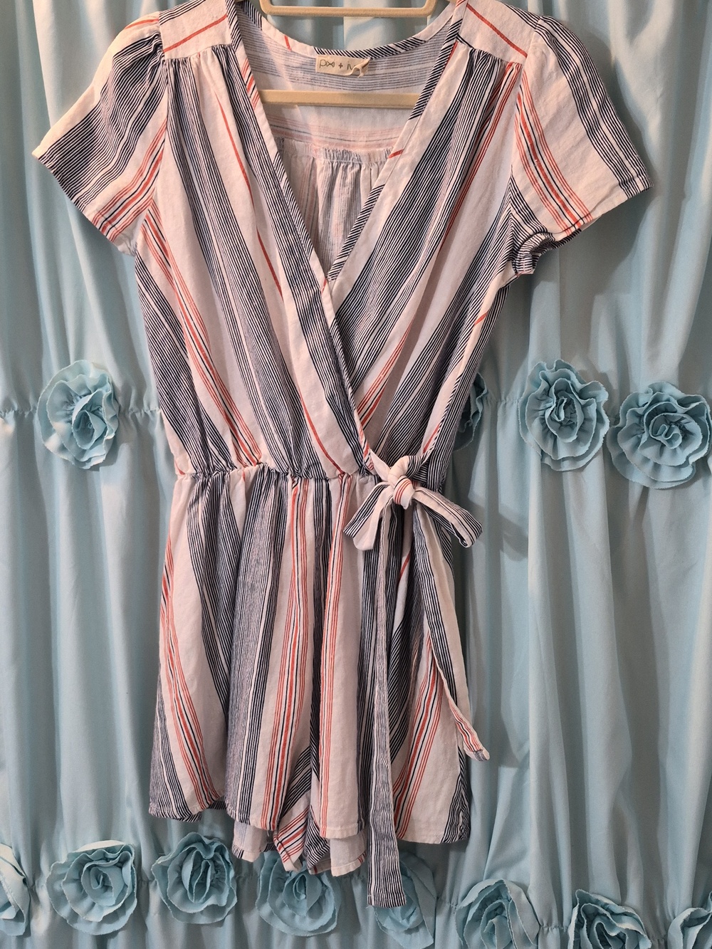 Pixi + Ivy Striped V Neck Shorts One-piece Jumper Outfit Sz M